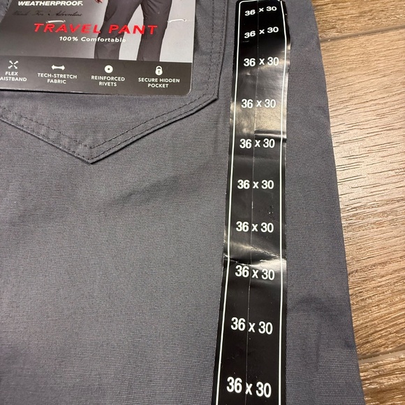 Weatherproof Men's Travel pants Forged Iron 36x30 NWT Work Pants, Flat Front - Picture 4 of 9